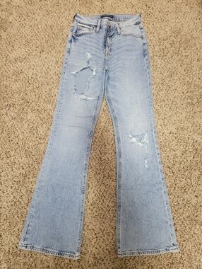 Aeropostale Light Blue Distressed Flare Jeans